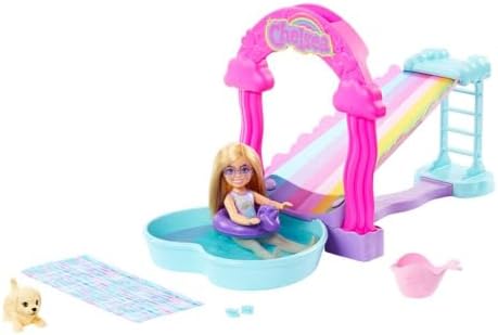 Barbie HTK39 Rainbow Water Slide Set with Chelsea Doll