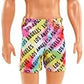 Barbie Ken Beach Doll with Blond Hair Dressed in Colorful Los Angeles-Print Swim Trunks