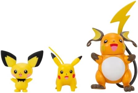 Pokemon Select Evolution 3 Pack - Features 2-Inch Pichu and Pikachu and 3-Inch Raichu