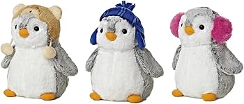 Aurora Pompom 9" Penguin Plush (Brown Hat)