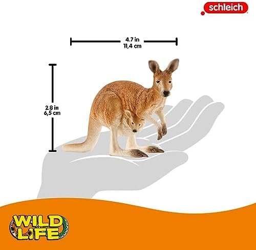 Schleich Wild Life Kangaroo Animal Figurine - Detailed Wild Animal Kangaroo Toy Figure