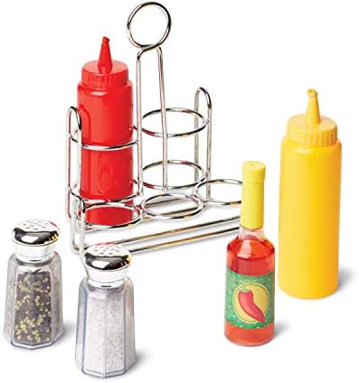 Melissa & Doug Melissa Doug Condiments Set 6 pcs - Play Food Stainless Steel Caddy