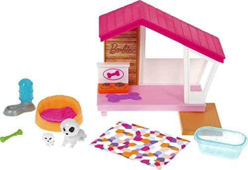 Barbie Mini Playset with 2 Pet Puppies Doghouse and Pet 3 to 7 Year Olds