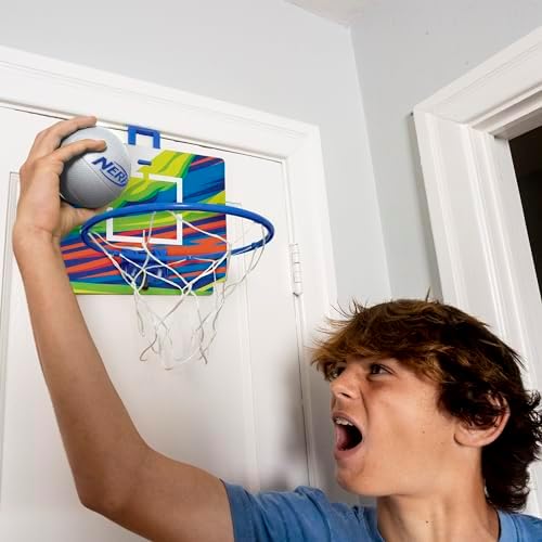 Nerf Nerfoop - The Classic Mini Foam Basketball and Hoop - Hooks On Doors - Indoor and