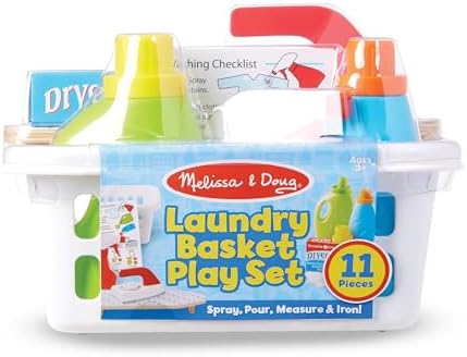 Melissa & Doug Melissa Doug Laundry Basket With Wooden Iron Ironing Board and 14 Pcs