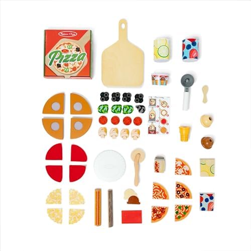 Melissa & Doug Melissa Doug Wooden Pizza Food Truck Activity Center with Play Food for