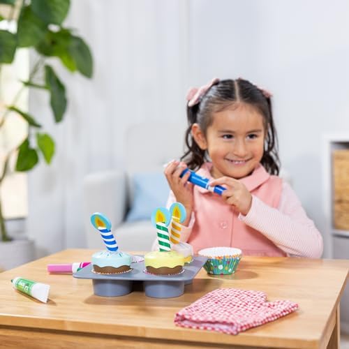 Melissa & Doug Melissa Doug Bake and Decorate Wooden Cupcake Play Food Set - FSC Certified