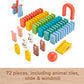Fisher-Price Wood Preschool Game Domino Run Playset 72-Piece Wooden Building Set