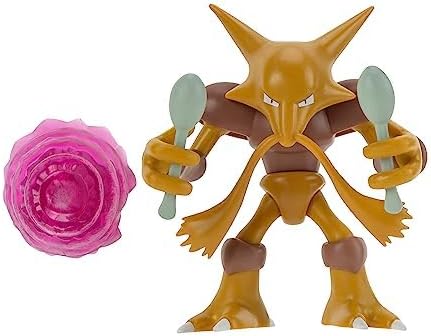 Pokemon Alakazam Battle Feature Figure - 4.5-Inch Alakazam Battle Ready Figure with