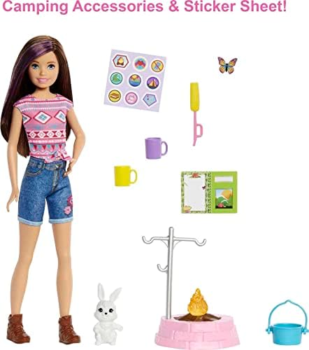 Barbie It Takes Two Stacie Doll Camping Playset with Doll Pet Tent Puppy Sticker Sheet