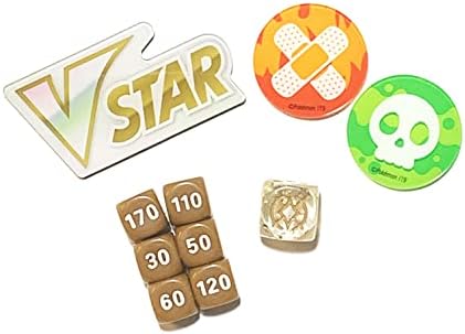 Pokemon Brilliant Star - Dice Damage Counter Set - Poison Burn VStar Marker - Acrylic -