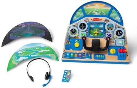 Melissa & Doug Melissa Doug Jet Pilot Interactive Dashboard Wooden Toy for Boys and Girls