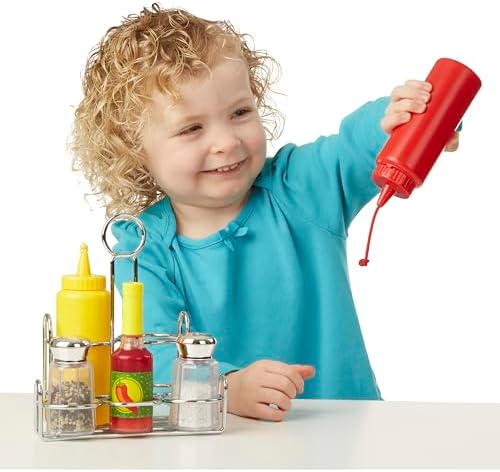Melissa & Doug Melissa Doug Condiments Set 6 pcs - Play Food Stainless Steel Caddy