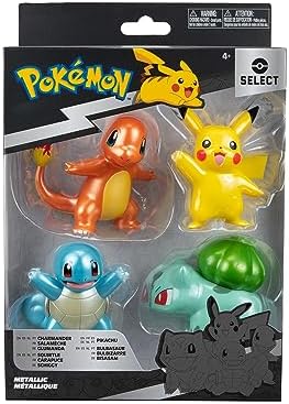 Pokemon Select Metallic Battle Pack - Four 3-inch Battle Figures with Special Metallic