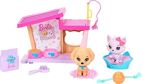 Barbie My First Barbie Story Starter Pet Care Pack with Dog House Puppy Cat Sized to Doll