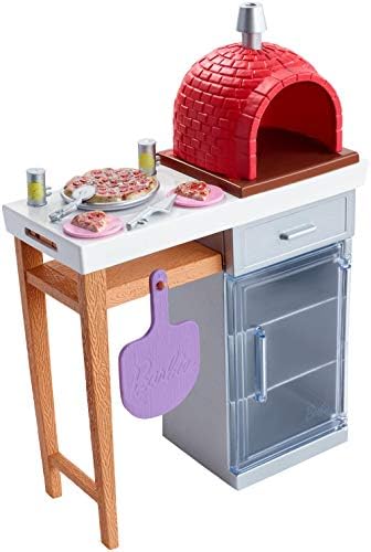 Barbie Outdoor Furniture Set with Brick Pizza Oven Plus Food and Serving Pieces