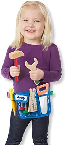 Melissa & Doug Melissa Doug Deluxe Tool Belt Set - 5 Wooden Tools 8 Building Pieces