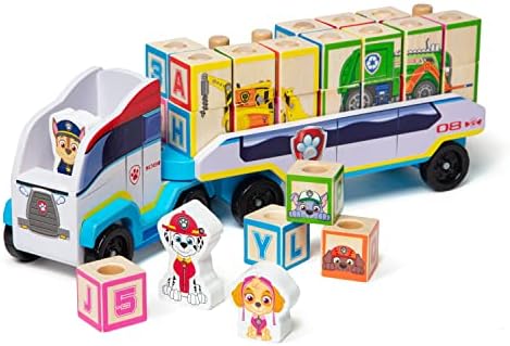 Melissa & Doug Melissa Doug PAW Patrol Wooden ABC Block Truck 33 Pieces - Sort And Stack Alphabet Blocks For Toddlers Vehicle