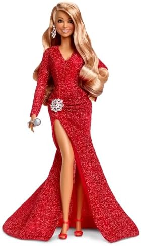 Barbie Signature Doll Mariah Carey Holiday in Red Glitter Gown with Silvery