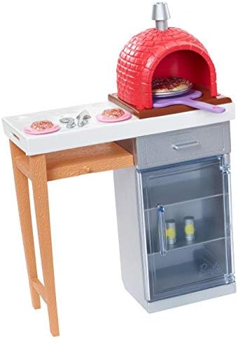 Barbie Outdoor Furniture Set with Brick Pizza Oven Plus Food and Serving Pieces