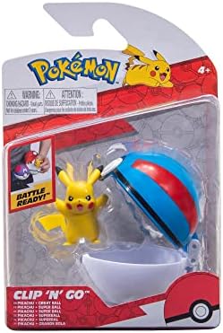Pokemon PKW2660 - Clip 'n'Go Pokeball - Pikachu Good Ball Official Pokeball with Detailed