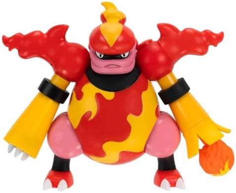 Pokemon Magmortar Battle Feature Figure - 4.5-Inch Magmortar Battle Figure with Fireball