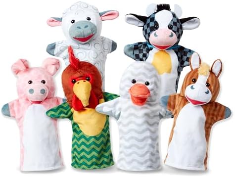Melissa & Doug Melissa Doug Barn Buddies Hand Puppets Set of 6 Cow Sheep Horse Duck
