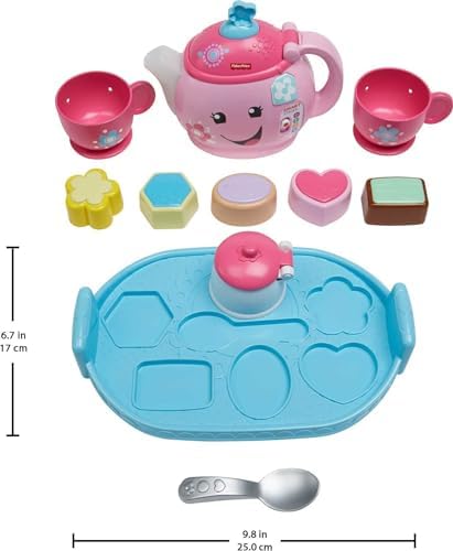Fisher-Price Toddler Toy Laugh Learn Sweet Manners Tea Set with Music Lights for