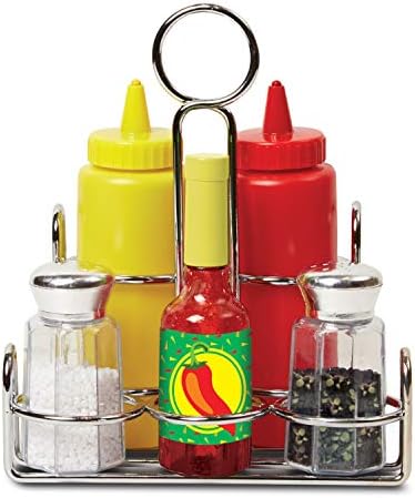 Melissa & Doug Melissa Doug Condiments Set 6 pcs - Play Food Stainless Steel Caddy