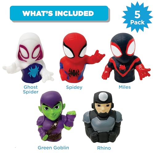 Marvel Spidey and His Amazing Friends Bath Time Fun Set - Bath Finger Puppets Light Up