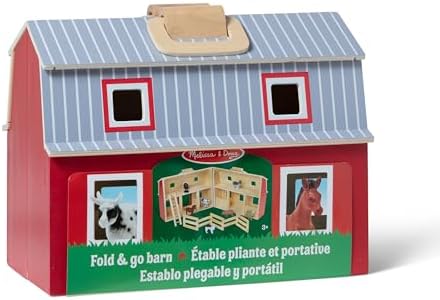 Melissa & Doug Melissa Doug Fold and Go Wooden Barn With 7 Animal Play Figures - Farm