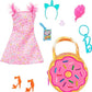 Barbie Clothes Deluxe Keychain Rainbow Bag with Pajamas Slumber Party-Themed for Fashion Doll