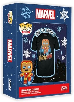 Funko Pop Boxed Tee Marvel Holiday - Gingerbread Iron Man - M
