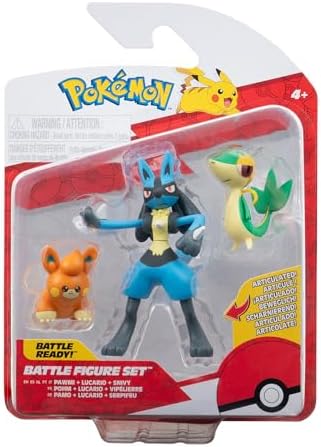 Pokemon Battle Figure 3 Pack - Features 2-Inch Snivy and Pawmi and 3-Inch Lucario Battle