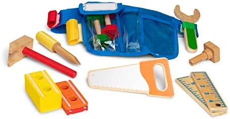 Melissa & Doug Melissa Doug Deluxe Tool Belt Set - 5 Wooden Tools 8 Building Pieces