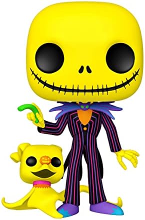 Funko Pop Jumbo The Nightmare Before Christmas - Jack Skellington and Zero - Blacklight 10 Inches - TNBC - Collectable Vinyl Figure