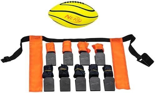 Nerf 10 Player Flag Football Belts Ball Set - Youth Flags Junior Foam Football for - Full