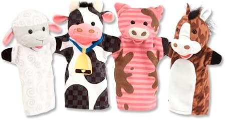 Melissa & Doug Melissa Doug Farm Friends Hand Puppets Set of 4 - Cow Horse Sheep and Pig