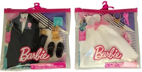Barbie and Ken Bride and Groom Set of 2 Fashion Packs with Wedding Dress and Tuxedo Doll