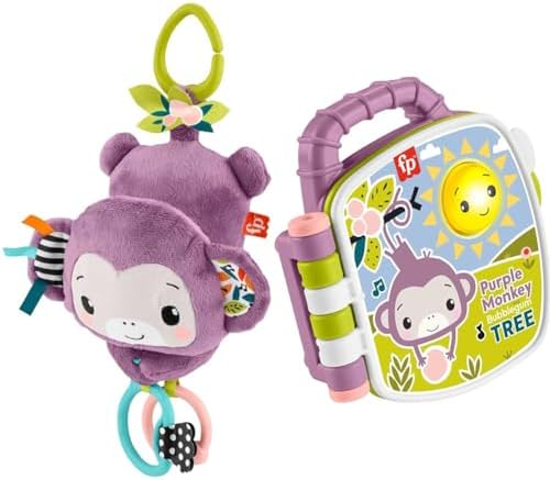 Fisher-Price Baby Stroller Toy Sing Go Purple Monkey Musical Sensory Plush