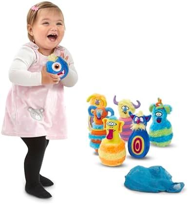 Melissa & Doug Melissa Doug Fuzzy Monster Bowling Pins and Ball With Mesh Storage Bag - 8 Pieces Toddler Plush