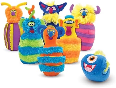 Melissa & Doug Melissa Doug Fuzzy Monster Bowling Pins and Ball With Mesh Storage Bag - 8 Pieces Toddler Plush