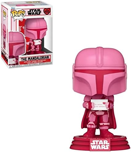 Funko Star Wars Valentines - Mandalorian Din Djarrin Funko Pop Vinyl Figure Bundled with
