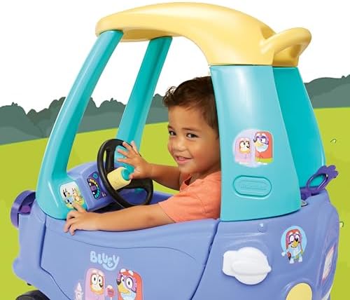 Little Tikes Bluey Grannies Car Coupe with 2 Bluey Foot-to-Floor Ride-On for Boys and