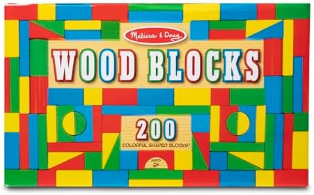 Melissa & Doug Melissa Doug Wooden Building Block Set - 200 Blocks in 4 Colors and 9