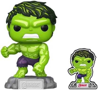 Funko Pop Enamel Pin The Avengers Earth's Mightiest Heroes - 60th Anniversary Hulk with Enamel Pin - Marvel Comics - Amazon - Collectable Vinyl Figure
