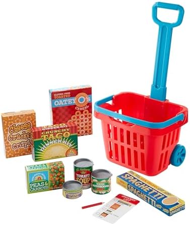 Melissa & Doug Melissa Doug Fill and Roll Grocery Basket With Play Food Boxes and Cans 11