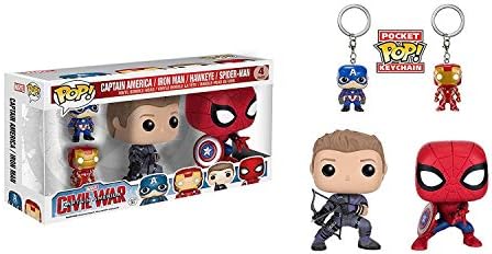 Funko POP Marvel Civil War Hawkeye Spiderman Iron Man Captain America Keychain