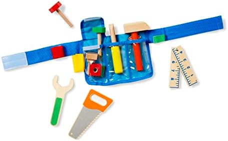 Melissa & Doug Melissa Doug Deluxe Tool Belt Set - 5 Wooden Tools 8 Building Pieces