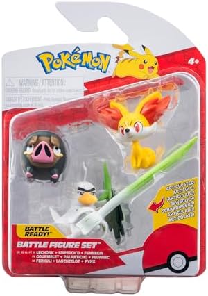 Pokemon Battle Figure 3 Pack - Features 2-Inch Fennekin and Lechonk and 3-Inch Sirfetch'd